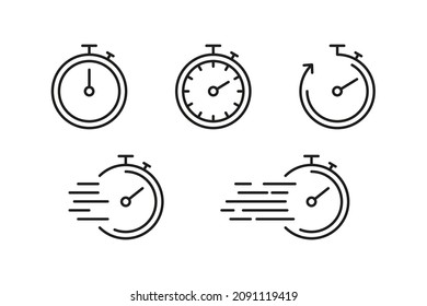 Timer linear icon. Stopwatch line vector set. time countdown clock icon. Stop watch isolated on white background.