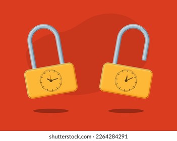 Timer lock. Timeout, security concept. Vector 3d illustration.