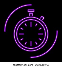 timer neon sign, modern glowing banner design, colorful modern design trends. Vector illustration.