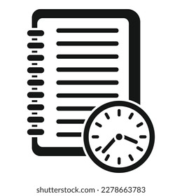 Timer notebook icon simple vector. Work project. Task schedule