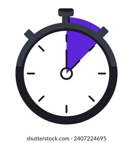 Timer with one division line icon. Time, stopwatch, alarm clock, clock, second, hour, minute, countdown, chronometer, hands, mechanism. Vector icons for business and advertising