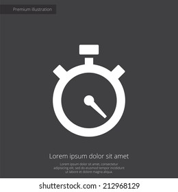 timer premium illustration icon, isolated, white on dark background, with text elements 