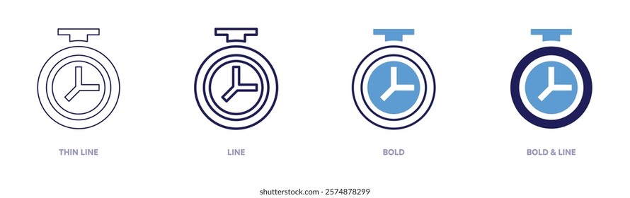 Timer for presentations icon in 4 different styles. Thin Line, Line, Bold, and Bold Line. Duotone style. Editable stroke.