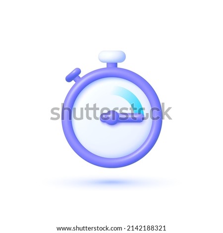 Timer in realistic style on white background. 3d timer. Realistic isolated vector. 3d vector illustration.