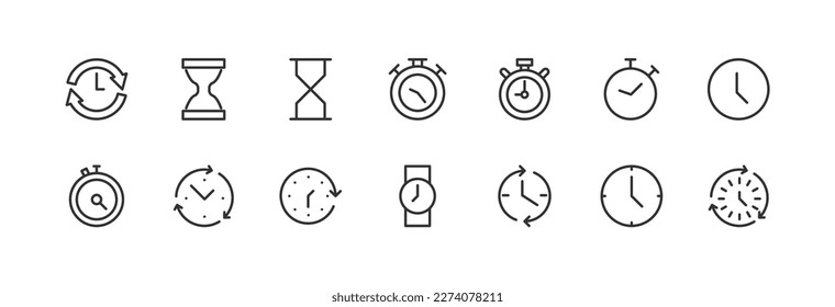 timer related icon set. Editable stroke. Pixel Perfect 48x48px icons