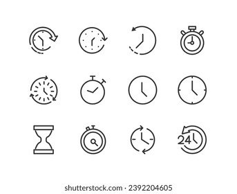 timer related icon set. Editable stroke. Pixel Perfect 48x48px icons