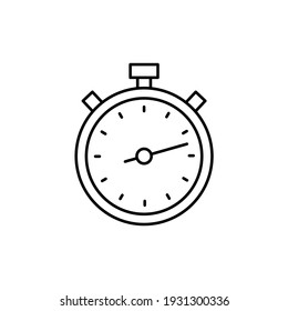 Timer Return Arrow Icon, Timer Stop Watch Arrow Icon In Flat Black Line Style, Isolated On White Background 