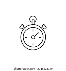 Timer Return Arrow icon, Timer Stop Watch Arrow icon in flat black line style, isolated on white background 
