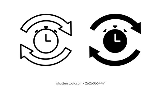 Ícone de reutilização de timer definido. Fundo branco isolado do símbolo. ilustração do vetor. cor editável.