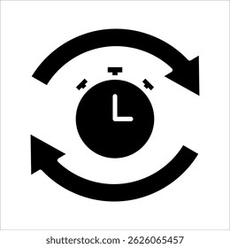 Timer reuse Icon. Symbol isolated white background. vector illustration. color editable.