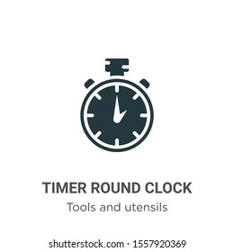 Timer round clock vector icon on white background. Flat vector timer round clock icon symbol sign from modern tools and utensils collection for mobile concept and web apps design.