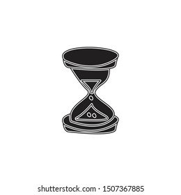 Timer sand hourglass icon flat black