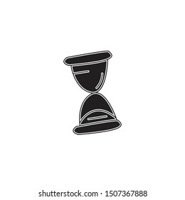 Timer sand hourglass icon flat black