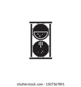 Timer sand hourglass icon flat black