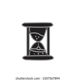 Timer sand hourglass icon flat black