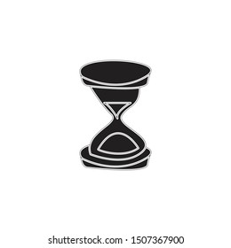 Timer sand hourglass icon flat black
