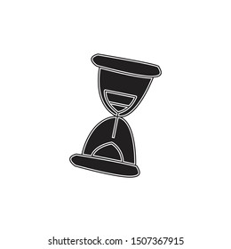 Timer sand hourglass icon flat black