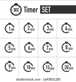 Timer and seconds Countdown Timer icon set. time interval icons. Stopwatch and time measurement. Stock Vector illustration isolated on white background.