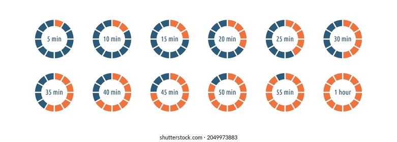 Timer sections, infographic elements set. Cooking time. Vector illustration on white
 