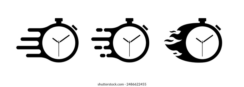 Timer set icons. Silhouette style. Vector icons.