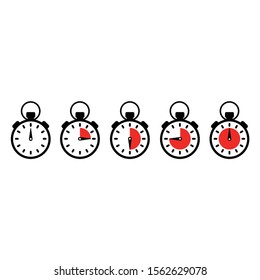 Timer set vector icons, Clock showing the time, stopwatch set icons.