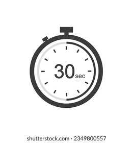 Timer sign 30 sec, 30 timer seconds symbol black style.