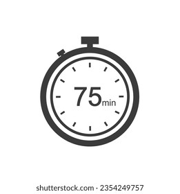 Timer signiert 75 min, 75 timer Minuten Symbol schwarz Stil