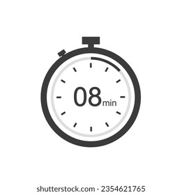 Signo de temporizador 8 min., símbolo de 8 min. de temporizador estilo negro.