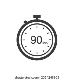 Timer sign 90 sec, 90 timer seconds symbol black style.