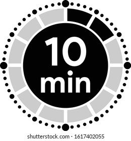 Timer sign icon. 10 minutes stopwatch symbol.