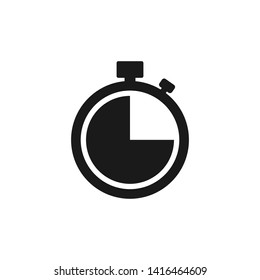 Timer sign icon. 15 minutes stopwatch symbol. Flat timer web icon on white background. Vector