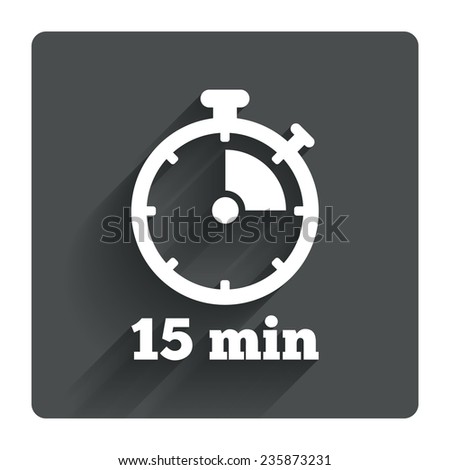 timer sign icon 15 minutes stopwatch stock vector royalty free