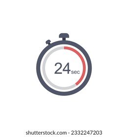 Timer sign icon. 24 seconds stopwatch symbol. Flat timer web icon on white background. Vector.