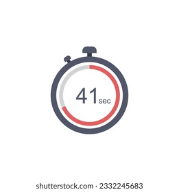 Timer sign icon. 41 seconds stopwatch symbol. Flat timer web icon on white background. Vector.