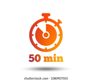 Timer sign icon. 50 minutes stopwatch symbol. Blurred gradient design element. Vivid graphic flat icon. Vector