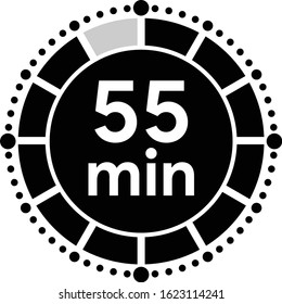Timer sign icon. 55 minutes stopwatch symbol.