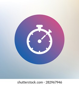 Timer sign icon. Stopwatch symbol. Icon on blurred background. Vector