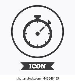 Timer sign icon. Stopwatch symbol. Graphic design element. Flat symbol in circle button. Vector