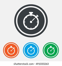 Timer sign icon. Stopwatch symbol. Graphic design web element. Flat timer symbol on the round button. Vector
