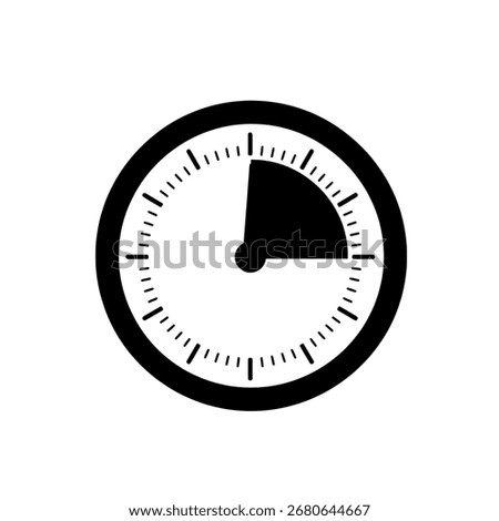 Timer silhouette with highlights, vector icon of a stopwatch for sports, cooking, or measuring time intervals.