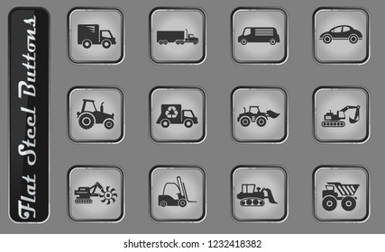 Timer simply vector web icons on the flat steel buttons