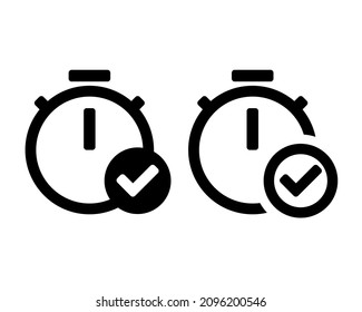 Timer stopwatch check mark. Illustration vector