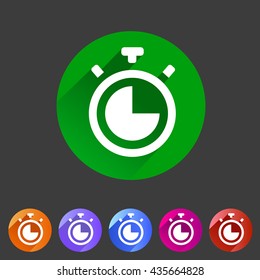 Timer, stopwatch clock icon flat web sign symbol logo label