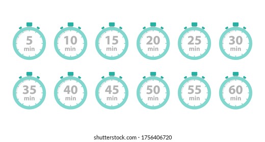 Timer stopwatch icon set flat style