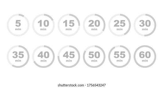 Timer stopwatch icon set flat style