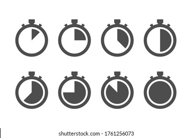 Timer stopwatch icon set simple design