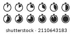 Timer and stopwatch icons. Time clock, watch pictograms. Vector. Chronometer stopping hour, minute, second symbols.Illustration of speed countdown and intervals, alarm set.Circle deadline,half graphic