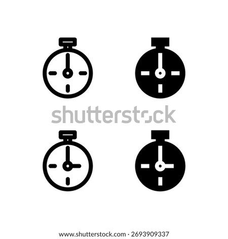 Timer and Stopwatch Line and Solid Icon Set for Modern App and UI Design