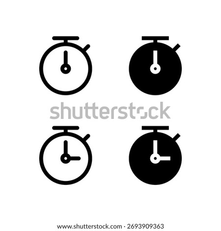 Timer and Stopwatch Line and Solid Icon Set for Modern App and UI Design