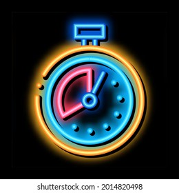 timer stopwatch neon light sign vector. Glowing bright icon timer stopwatch sign. transparent symbol illustration